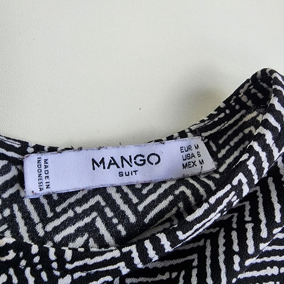 Mango Suit Black White Geo Print Long Sleeve Midi Dress Women’s  Stretch Size 6 - Picture 4 of 11